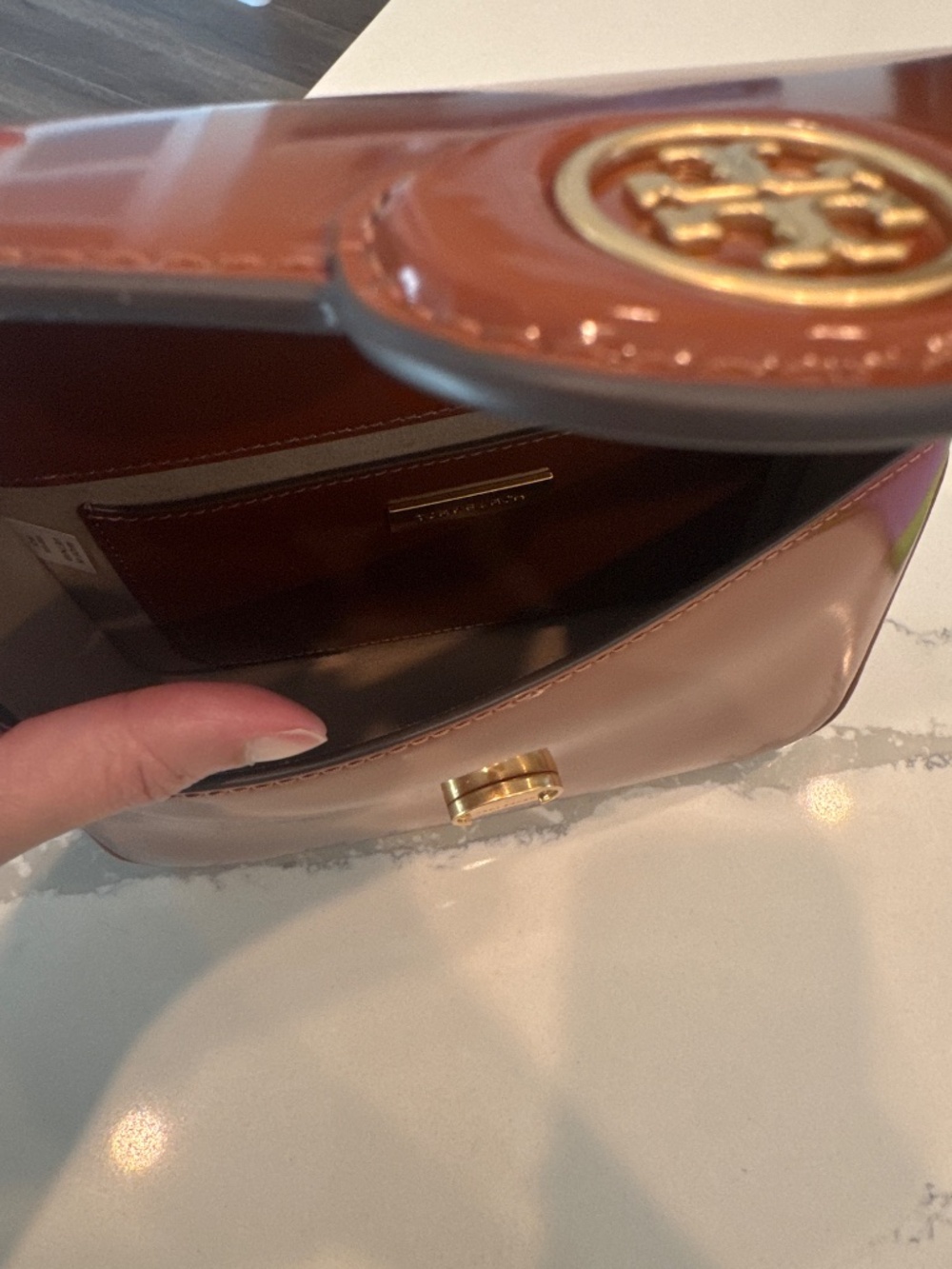 Tory Burch Robinson Spazzolato Shoulder bag color Dark Sienna - Picture 7 of 8